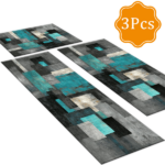 Three-piece kitchen rug set, non-slip and washable, abstract pattern kitchen hallway rug, soft and comfortable, suitable for sinks, floors, entrances, hallways and bathrooms. - Image 2