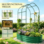 Green Galvanised Metal Raised Garden Bed – 5 x 3 x 6ft Outdoor Planter Box, Arched Trellis, Open Bottom(Only for elevated garden beds) - Image 5