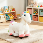 6V Electric Kids Ride On Unicorn: Battery Powered Animal Toy with Music, Foot Pedal & Forward Movement for Toddlers 18-36 Months - Image 5