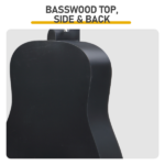 Matte Black 30-inch Round Acoustic Guitar with Picks, Strings, Capo, Case, Tuner, and Strap - Image 11