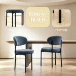 All-in-One Gray 4-Piece Modern Round Upholstered Kitchen Chairs, Curved Backrest, Soft Thick Cushion Dining Set Only chairs - Image 4