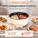 6 liters / 1.59 gallons with an internal divider to prepare two separate broths or soups at the same time. Generous cooking space accommodates meals for groups of 3 to 6 people, and each side features an independent power control system. - Image 6