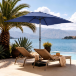 10 x 6.5 FT Square Patio Umbrella, Tilting Outdoor Sun Umbrella with 6 Iron Ribs and Iron Central Pole, Polyester Fabric Outdoor Shade Umbrella Navy Blue - Image 9