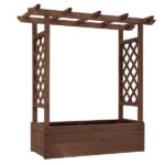 43.5*17.5*44.5 In Fir With Arched Lattice Raised Garden Bed Wooden Planting Frame Carbonized - Image 6