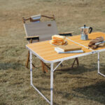 4Ft Portable Multipurpose Folding Table wood grain color - Image 7