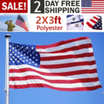 1pcs 2X3FT 60*90cm American Flag USA Flag Printed Nylon Flag National Flag w/Brass Grommets Courtyard Decoration Festival Decoration Flag(US Logistics only For USPS.TK/TMEU only For self-pickup)