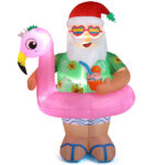 5.9 FT Lighted Christmas Inflatable Decoration, Inflatable Hawaii Santa Claus Outdoor Decoration, Funny Blow Up Yard Decorations with Built-in LED Lights for Holiday Party Front Yard Lawn Garden Decor - Image 3