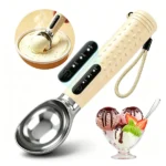 Electric Heated Ice Cream Scoop, Fast Heating, Rechargeable with LED Monitor, Waterproof Stainless Steel Metal Ice Cream Scoop with USB-C Charging