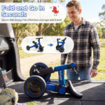 5-In-1 Foldable Toddler Tricycle, Adjustable Handlebar & Ergonomic Seat with Removable Pedals - Blue - Image 6