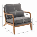 Same Code 33734058 Oak Armrest Oak Upholstered Single Lounge Chair Indoor Lounge Chair Dark Grey - Image 13