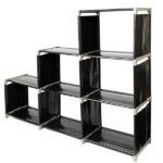 Multifunctional Assembled 3 Tiers 6 Compartments Storage Shelf Black - Image 2
