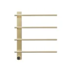 Brushed Gold Heated Towel Rack for Bathroom,Wall Mounted with Intelligent Touch Screen Timer, 4-Bar Towel Warmer, 304 Stainless Steel Polished, Plug-in/Hard-Wired[Unable ship on weekends, TK/TEMU only for pickup, only TX10643 warehouse supports GOFO]