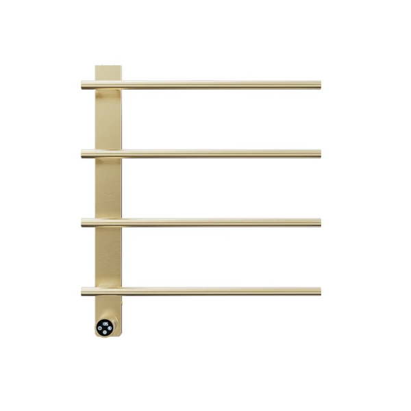 Brushed Gold Heated Towel Rack for Bathroom,Wall Mounted with Intelligent Touch Screen Timer, 4-Bar Towel Warmer, 304 Stainless Steel Polished, Plug-in/Hard-Wired[Unable ship on weekends, TK/TEMU only for pickup, only TX10643 warehouse supports GOFO]