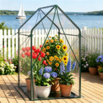 54" x 36" x 67" Portable Mini Greenhouse with PE Bottom Mat, Clear PVC Plant Grow Tent, Wind Resistant Metal Frame Outdoor Green House with Stakes & Ropes - Image 9