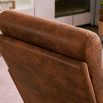 Same Code 28822889 High Back Solid Wood Armrest Backrest Iron Frame Bronzing Cloth Indoor Leisure Chair Orange - Image 16