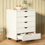 5-Drawer Portable Storage Cabinet on Wheels for Office, Bedroom & Home Organization, White (Shipment from Walmart)