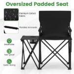 Oversized Foldable Camping Chair with Side Table & Cup Holder, 330 LBS Capacity for Outdoor Use-Black - Image 4
