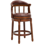 Seat height 26.5'' Cow top Leather Wooden Bar Stools, 360 Degree Swivel Bar Height Chair with Backs for Home Kitchen Counter(brown 1pc) - Image 3