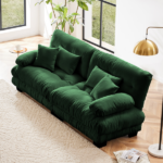 Cloud Couch 2 Seater Sofa for Living Room, Chenille 2 - Seat sofa with 2 Lumbar pillows and 2 throw pillows,Chenille Green - Image 10
