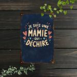 CIFbuy Vintage French Je Suis Une Super Grand-Mère Metal Sign, Retro Heart Pattern Tin Plaque, 2D Flat Decorative Wall Art For Grandma TikTok, TikTok, dma Self-pickup Logiopics - Image 6