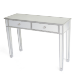 2-Drawer Modern Style Computer Desk MDF Mirror Dressing Table 41.34*14.17*29.92in Silver - Image 5