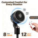 Black Portable Air Circulator Fan, 70° Horizontal Oscillation & 90° Tilt Fan with LED Touch Panel, Lightweight Standing Fan for Indoor Use - Image 3