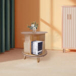 1-Layer Rotating Bookcase 360 Rotating Display Rack Pine Wood Rotating Bookshelf - Image 2