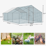 5.4*2.7*2m/18.7x8.8x6.5 ft Silver Spire Assembled 180g PE Rain Cloth Metal Chicken/Rabbit Cage - Image 8