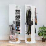 Jewelry Armoire with Full Length Mirror 360° and Large Capacity Jewelry Organizer Armoire, Mirror with Jewelry Storage, Coat Rack Multi Storage Shelves