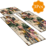 Three-piece kitchen rug set, non-slip and washable, abstract pattern kitchen hallway rug, soft and comfortable, suitable for sinks, floors, entrances, hallways and bathrooms. - Image 2
