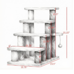 Cat Tree Tower with Cat Stair Steps, Scratching Post and Hanging Play Ball, for High Bed, Sofa, Indoor and Outdoor - Image 3