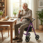 2-in-1 Rollator Walker with Seat (Purple), 8-Inch Large Wheels & Versatile Braking System, Adjustable Height - Image 6