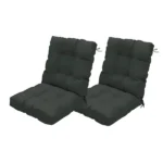 Outdoor High Back Chair Cushions Set of 2, 42"x21"x4" Tufted Waterproof Patio Cushion for Rocking & Dining Chairs, Soft Seat Pad with Ties, Fade-Resistant Indoor/Outdoor Use