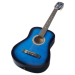 Blue 38-inch Round Acoustic Guitar with Picks, Strings, Capo, Case, Tuner, and Strap - Image 2