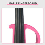 Full Size 4/4 Bunnel Edge Electric Silent Violin with Case Bow Rosin Headphone Connecting Line Pink - Image 7