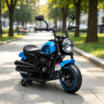 6V Blue Kids Electric Motorcycle: Training Wheels, Single-Button Start – Toddler Toy - Image 3