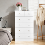 25.98"*15.75"*43.7"(L*W*H) 5-Tier 6-Drawer Cabinet Drawer Dresser with Gold Handles White - Image 3