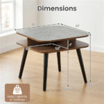 Faux Marble Side Table with 4-Sided Storage Shelves, 24" Square End Table for Living Room Bedroom - Image 5