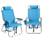 Same Code 12975209 63*70*99cm Heightened Oxford Cloth Silver White Aluminum Tube Bearing 100kg Beach Chair Blue