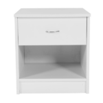1-Drawer Bedside Table with Open Storage Space 2pcs Particleboard with Textured Melamine Surface Storage Cabinet 15.75*11.81*19.69in White - Image 11