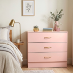 3-Drawer Chest with Faux Rose Gold Handles Drawer Dresser 25.98*12.99*22.05in Pink - Image 12