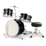 14"x10" 3-Pieces Junior Kids Drum Set Kit Pedal Drum Stick Wrench Drum Stool Black - Image 2