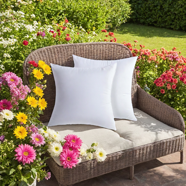 White square pillows (2-pack with bubble wrap) suitable for bed cushions, 18*18 inches, sofa cushions, patio cushions, cushion inserts, breathable, hand washable, OKO-100 certified.