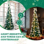 7 FT Fully Decorated Pre-lit Christmas Tree, Pop Up Artificial Xmas Tree with 200 Warm Lights Remote Control and Godlen & Silver Ornaments for Home Office Store Holiday Deco - Image 5