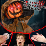 5.8ft Halloween Decorations Outdoor Life Size Animatronics Pumpkin Ghost, Sound-Actived Party Decor with Creepy Sound , Scary Haunted House Props for Garden Yard Lawn - Image 9