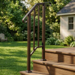 Handrails for Outdoor Steps, Iron Handrail Fits 1 Step, Transitional Handrail with Installation Kit, Copper - Image 2
