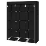 67" Portable Closet Organizer Wardrobe Storage Organizer with 10 Shelves Quick and Easy to Assemble Extra Space Black - Image 7