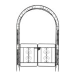 134.5*58.5*213cm Arc Roof Double Layer With Door Wrought Iron Iron Arch Courtyard Black - Image 6
