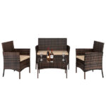 2pcs Arm Chairs 1pc Love Seat & Tempered Glass Coffee Table Rattan Sofa Set Brown Gradient SAME AS 45313116 - Image 20