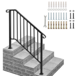 [Same Code 11384510 73142795]Artisasset Matte Black Outdoor 3 Level Iron Handrail - Image 8